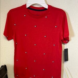 Tommy Hilfiger Red T-Shirt with Logo Pattern